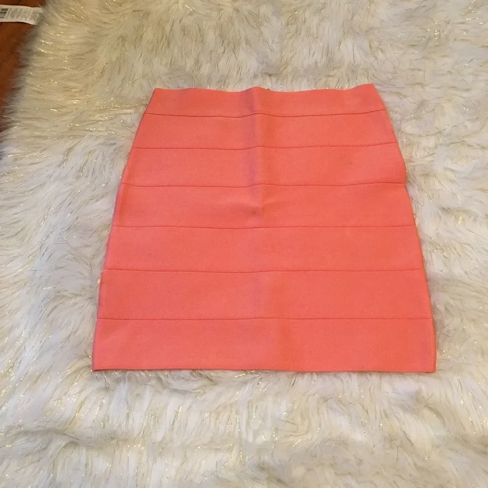 BeBe Peach Shimmer Thick Bodycon Skirt